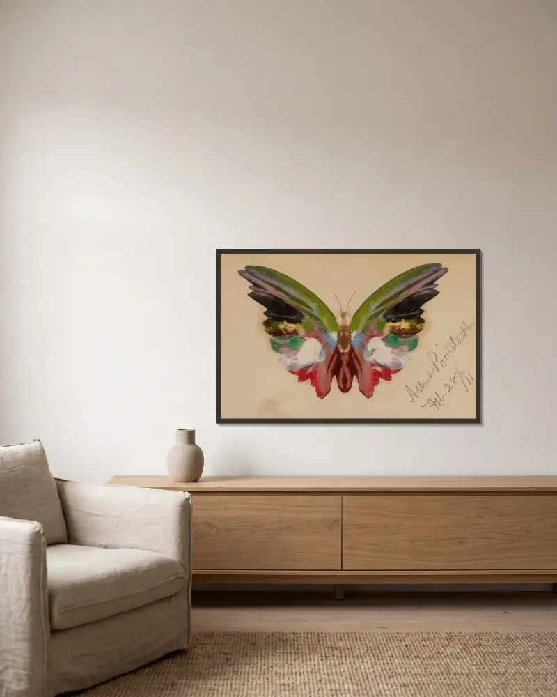 Butterfly av Albert Bierstadt inramad på en vägg