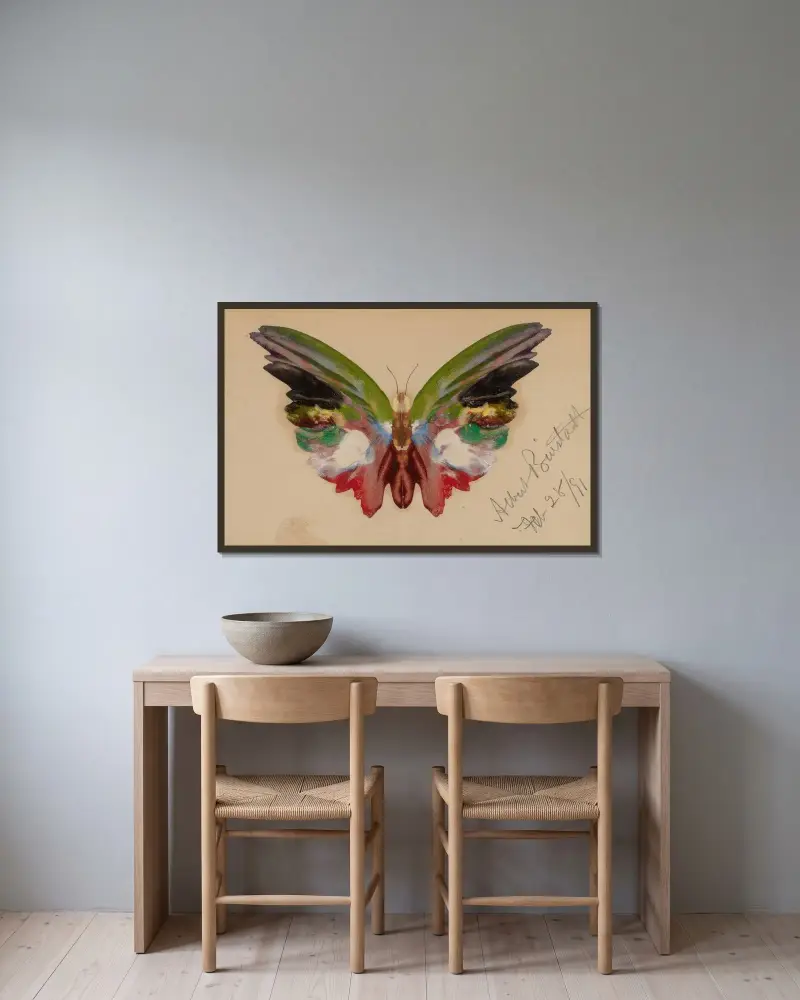 Butterfly av Albert Bierstadt inramad på en vägg