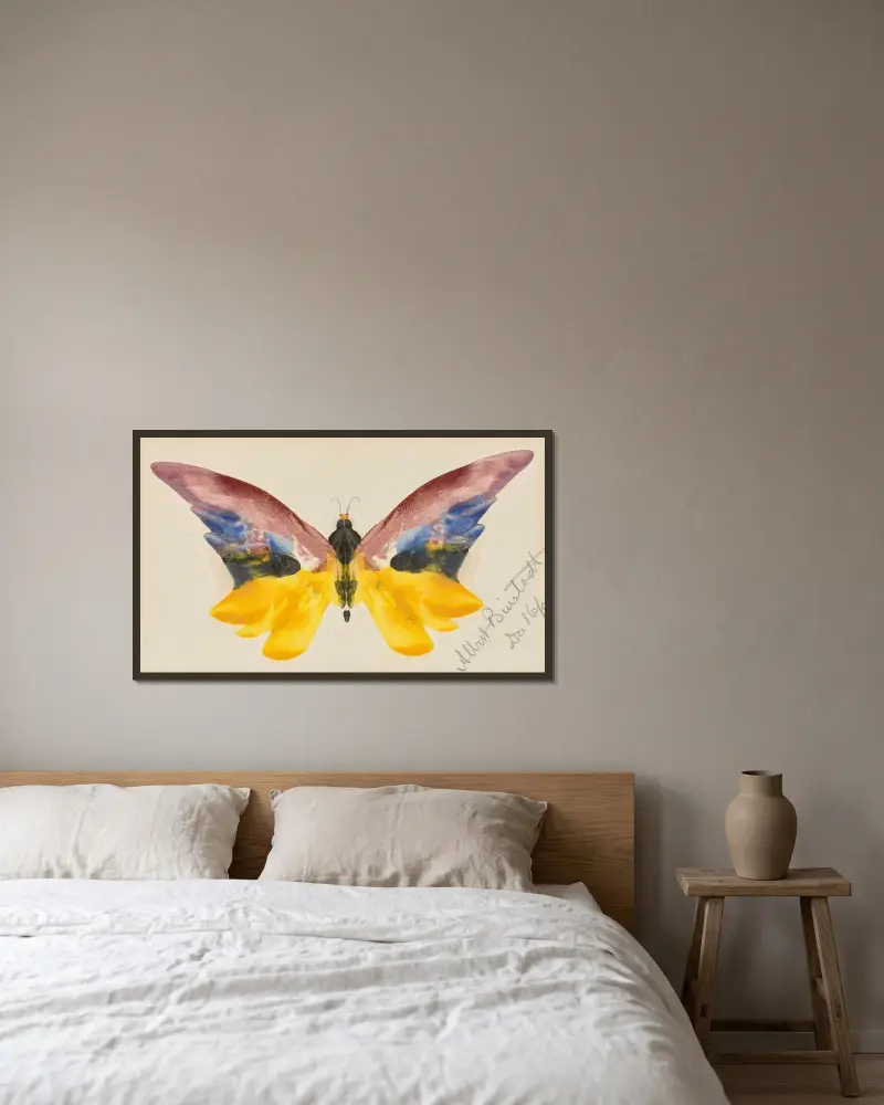 Butterfly av Albert Bierstadt inramad på en vägg
