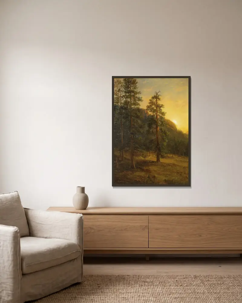 Kalifornische Redwoodbäume von Albert Bierstadt gerahmt an einer Wand