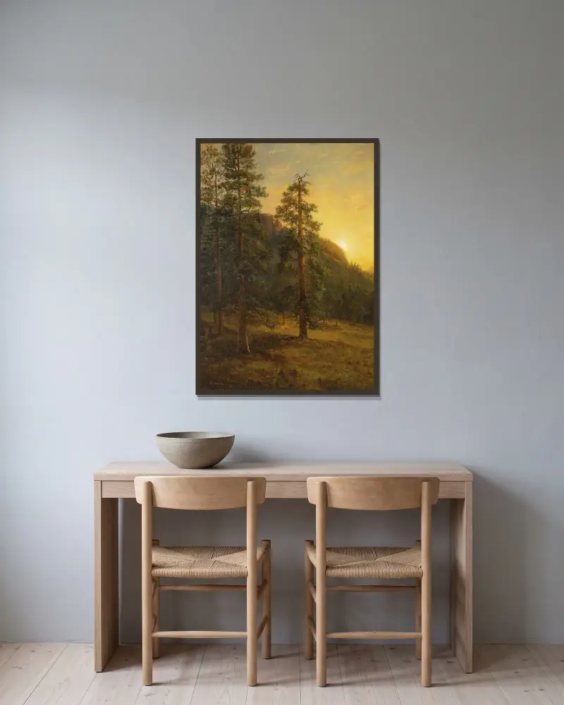 Kalifornische Redwoodbäume von Albert Bierstadt gerahmt an einer Wand