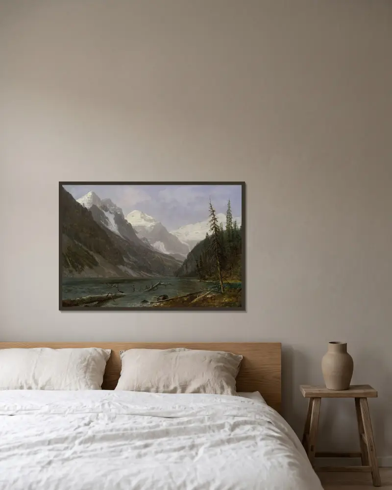 Kanadensiska Klippiga bergen (Lake Louise) av Albert Bierstadt inramad på en vägg