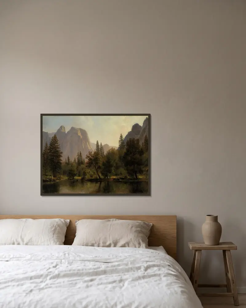 Cathedral Rocks, Yosemite Valley av Albert Bierstadt inramad på en vägg