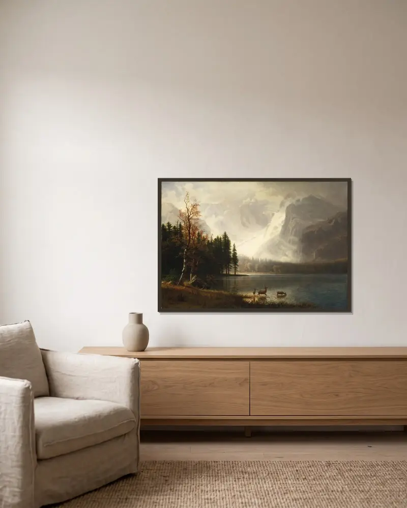 Estes Park, Colorado, Whyte’s Lake av Albert Bierstadt inramad på en vägg