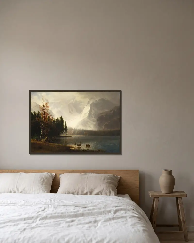 Estes Park, Colorado, Whyte’s Lake av Albert Bierstadt inramad på en vägg