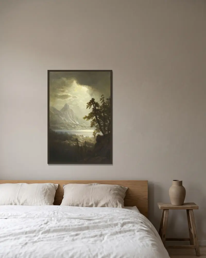 Estes Park Morning, Colorado av Albert Bierstadt inramad på en vägg