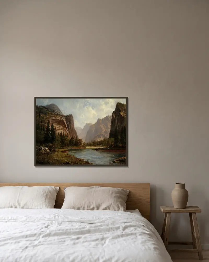 Yosemites portar av Albert Bierstadt inramad på en vägg