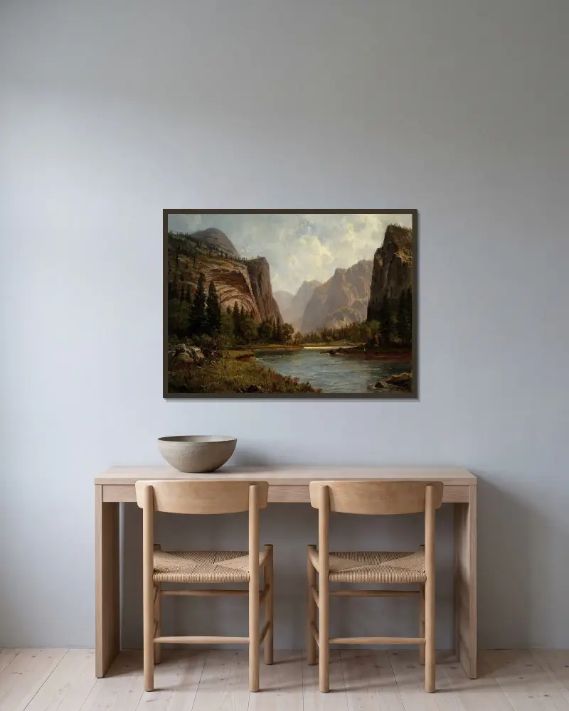 Yosemites portar av Albert Bierstadt inramad på en vägg