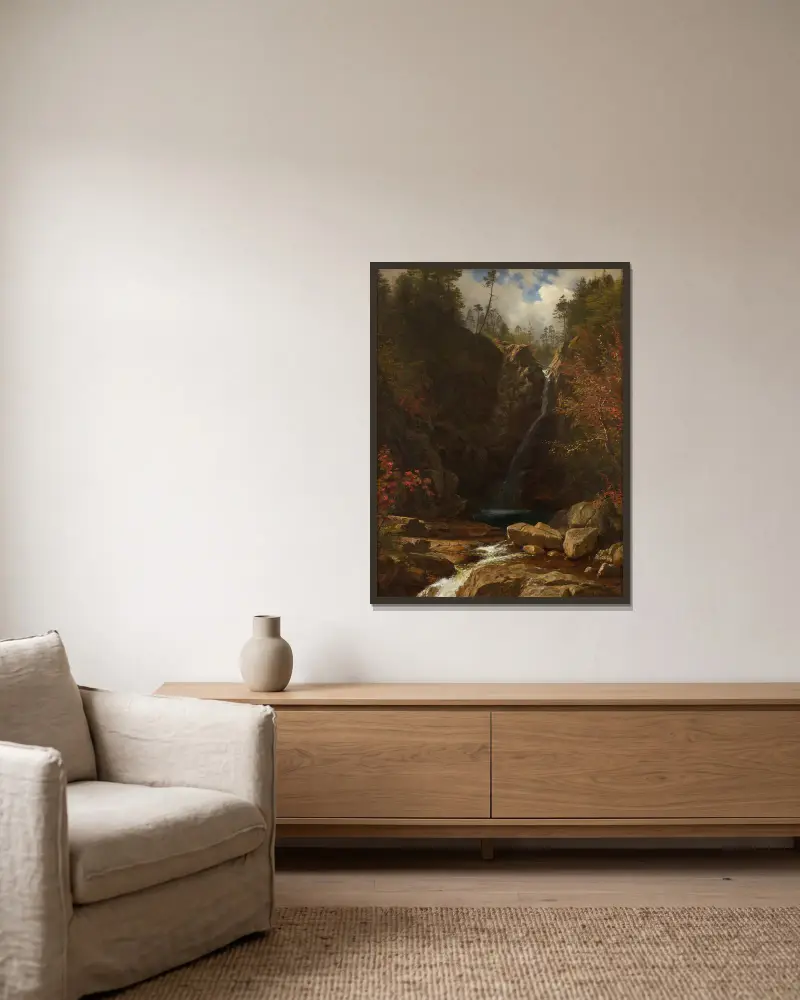 Glen Ellis Falls von Albert Bierstadt gerahmt an einer Wand
