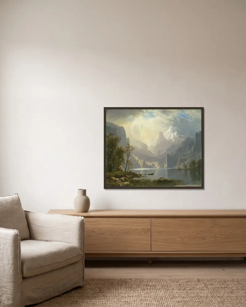 I Sierra Nevada av Albert Bierstadt inramad på en vägg