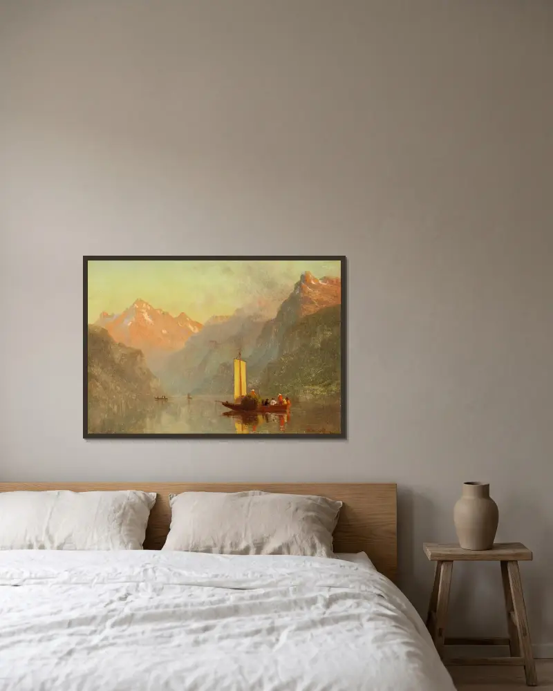 Luzernsjön, Schweiz av Albert Bierstadt inramad på en vägg