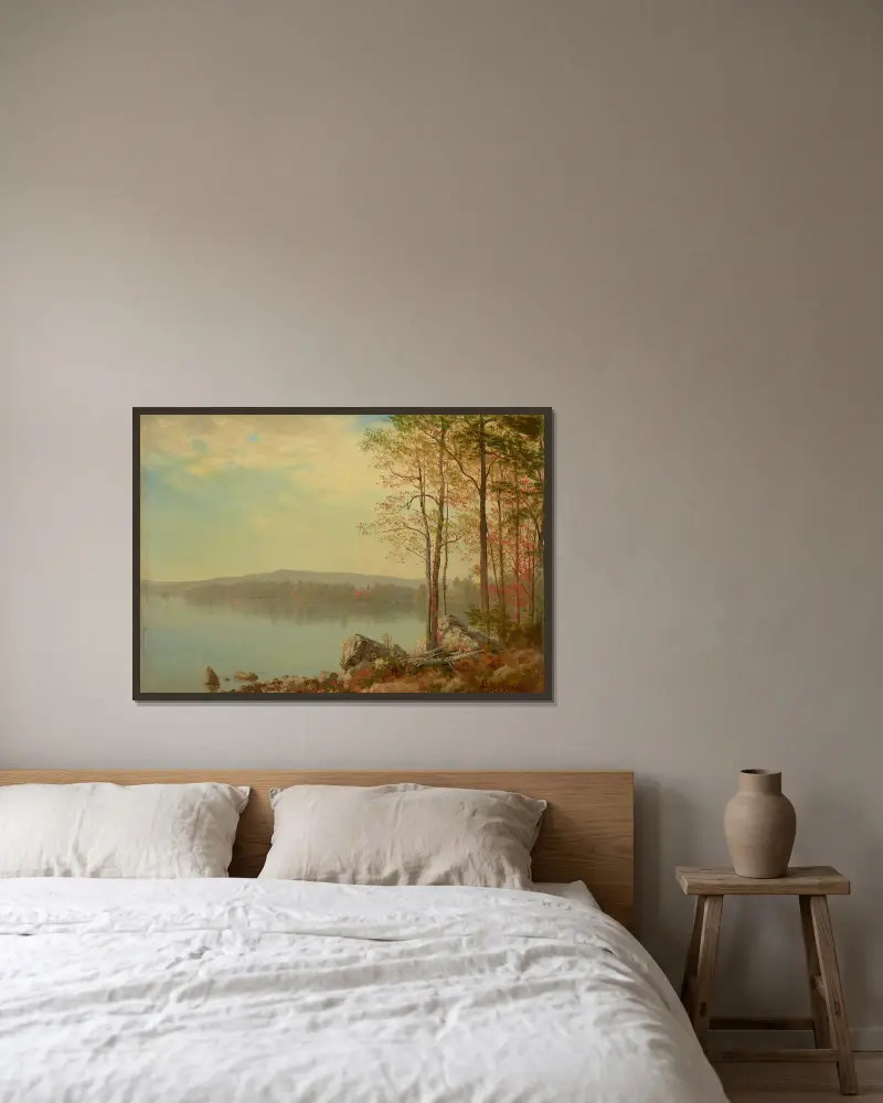 Krajina, Albert Bierstadt v rámu na stěně