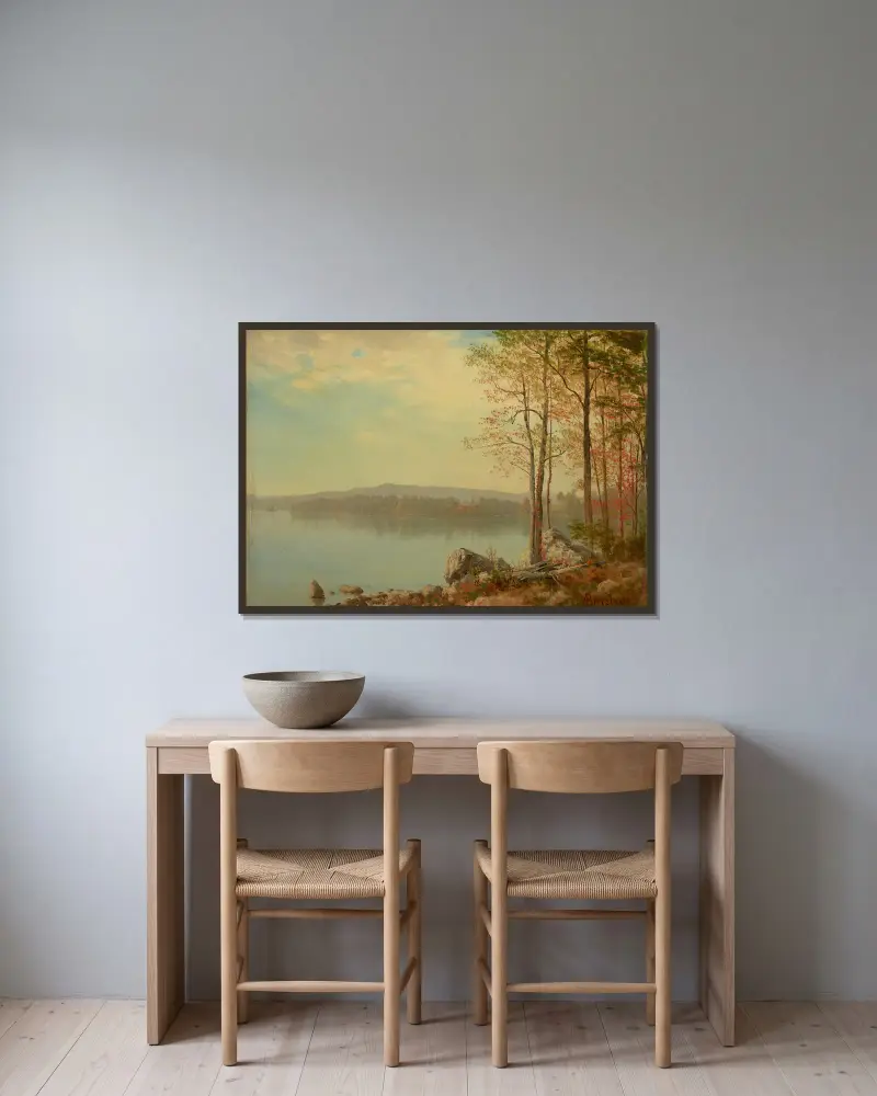Krajina, Albert Bierstadt v rámu na stěně