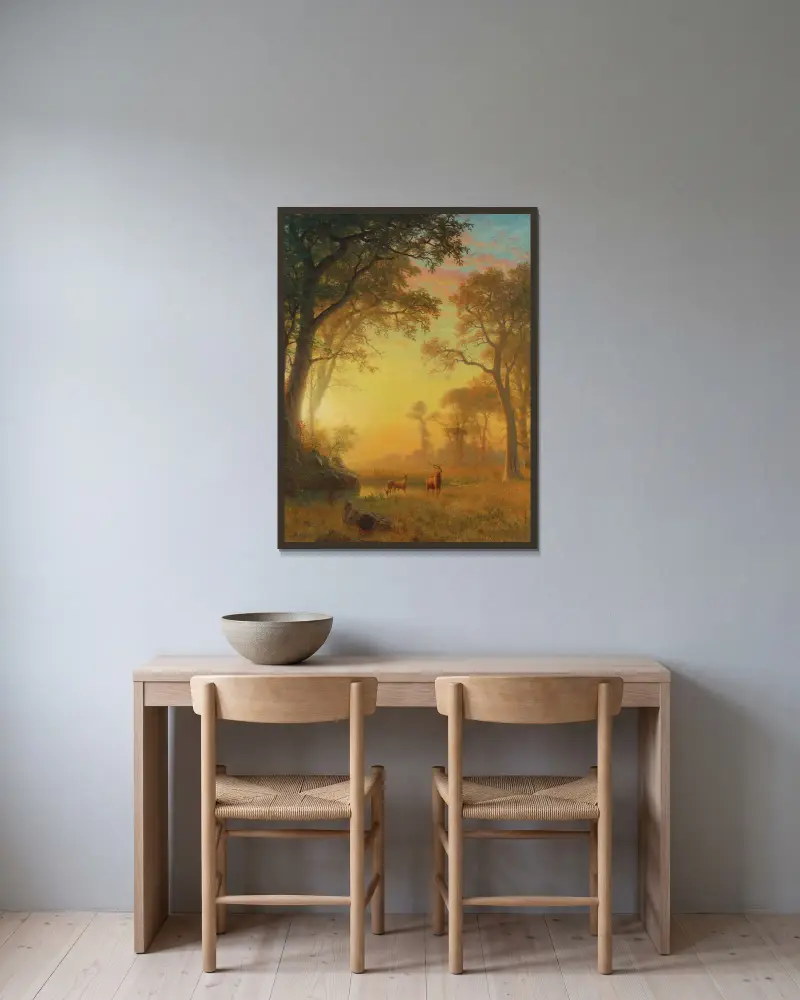 Licht im Wald von Albert Bierstadt gerahmt an einer Wand