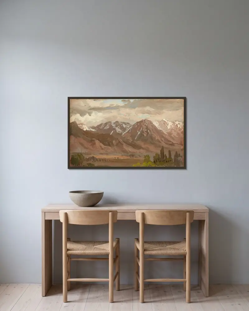 Montana Landscape av Albert Bierstadt inramad på en vägg
