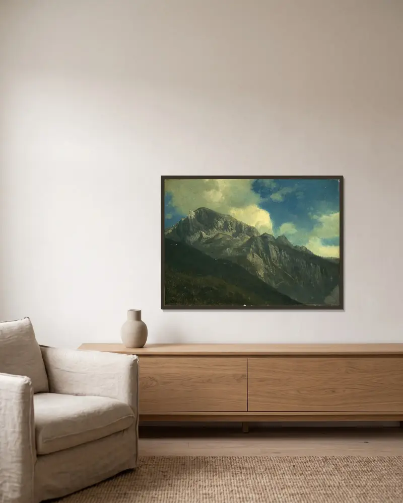 Mountains av Albert Bierstadt inramad på en vägg