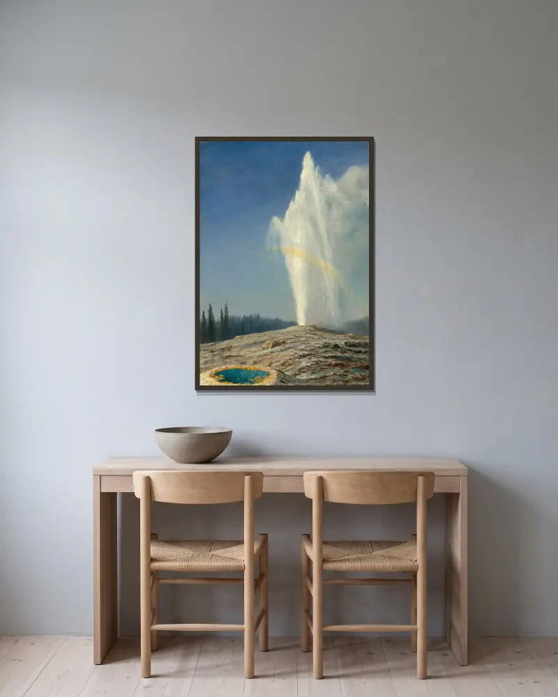 Old Faithful av Albert Bierstadt inramad på en vägg