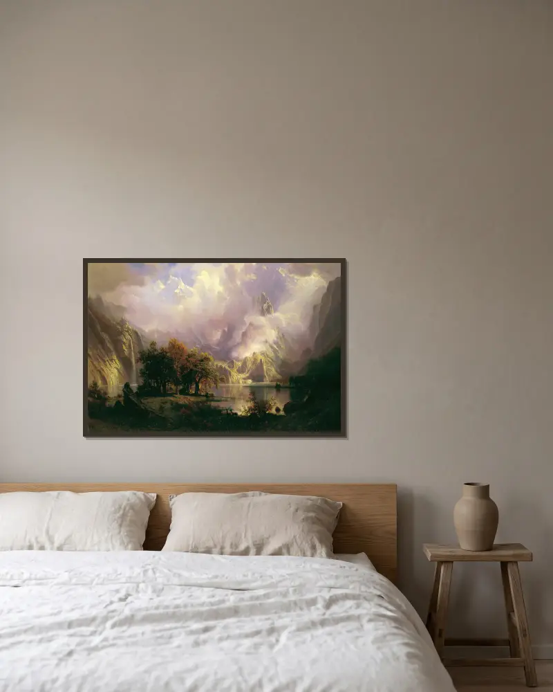 Rocky Mountain Landscape av Albert Bierstadt inramad på en vägg