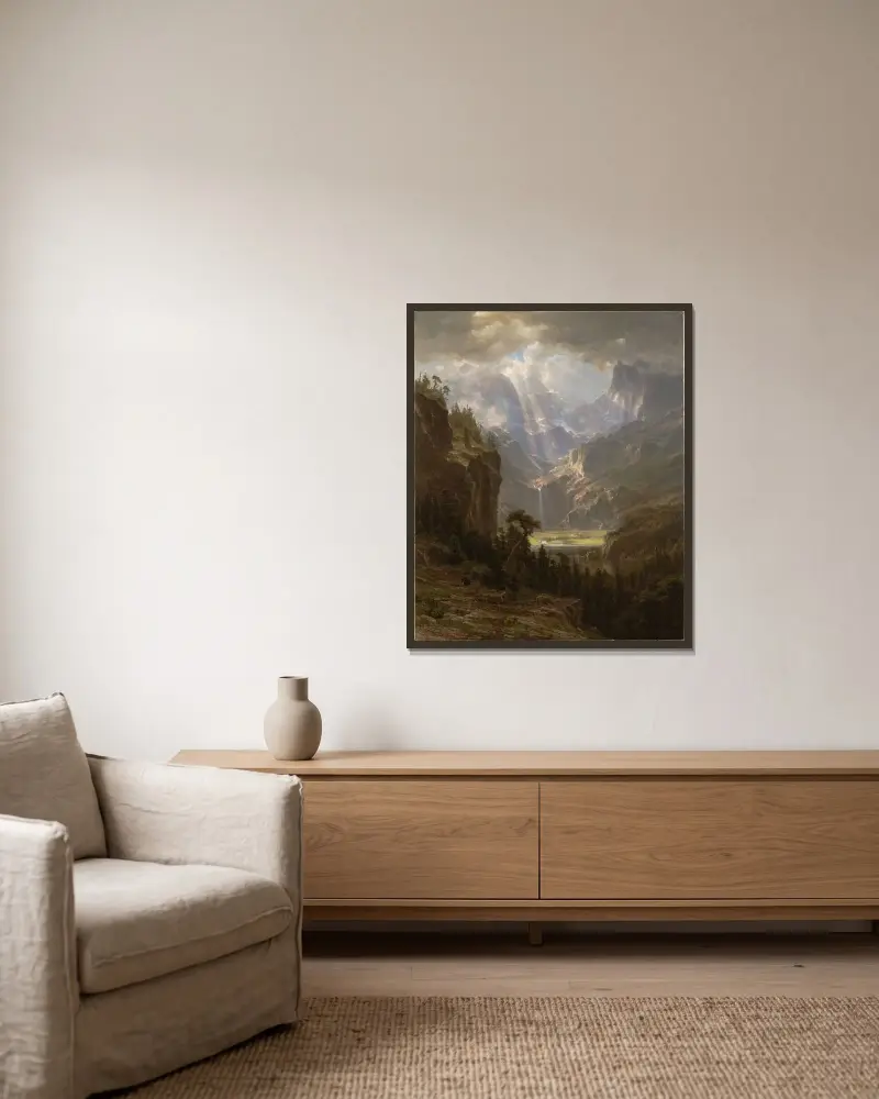 Rocky Mountains, Lander’s Peak av Albert Bierstadt inramad på en vägg