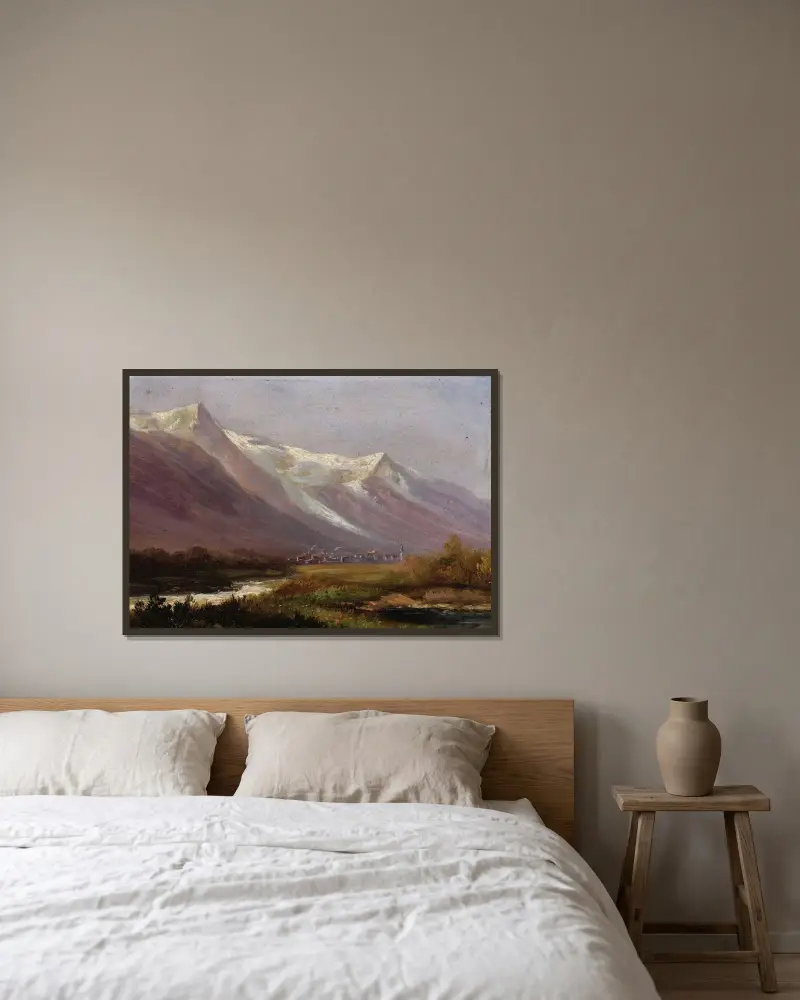 Studie av berg av Albert Bierstadt inramad på en vägg