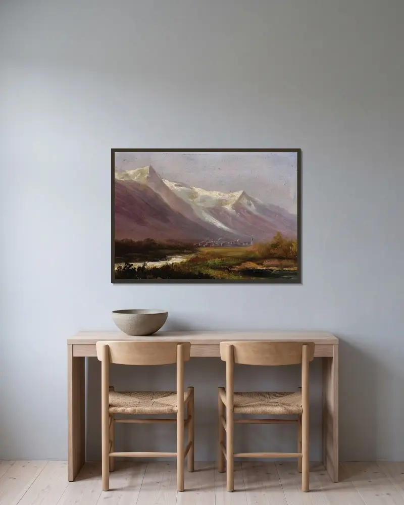 Studie av berg av Albert Bierstadt inramad på en vägg