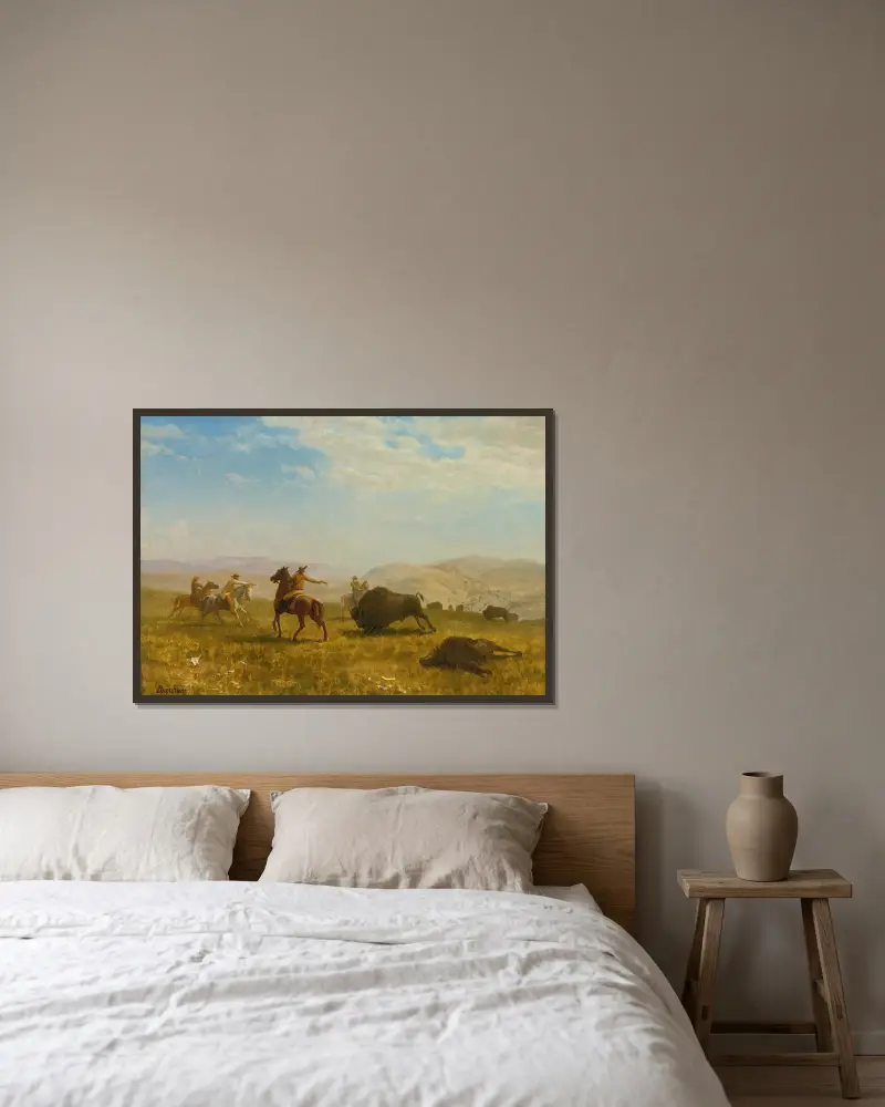Der Wilde Westen von Albert Bierstadt gerahmt an einer Wand