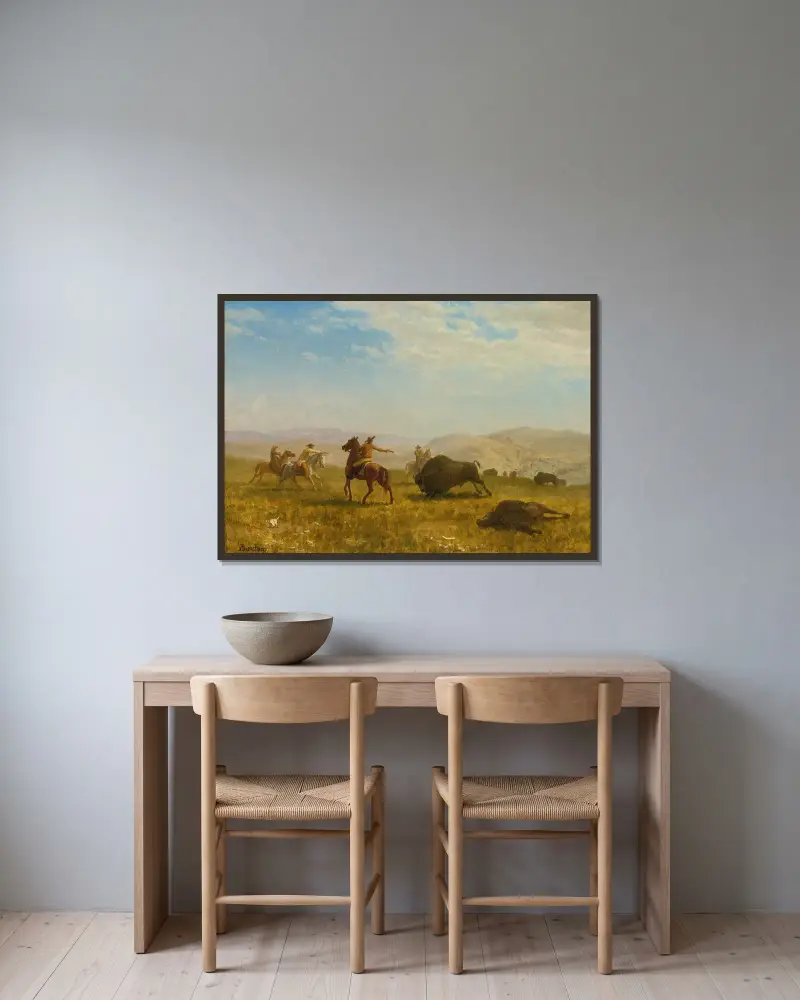 Der Wilde Westen von Albert Bierstadt gerahmt an einer Wand