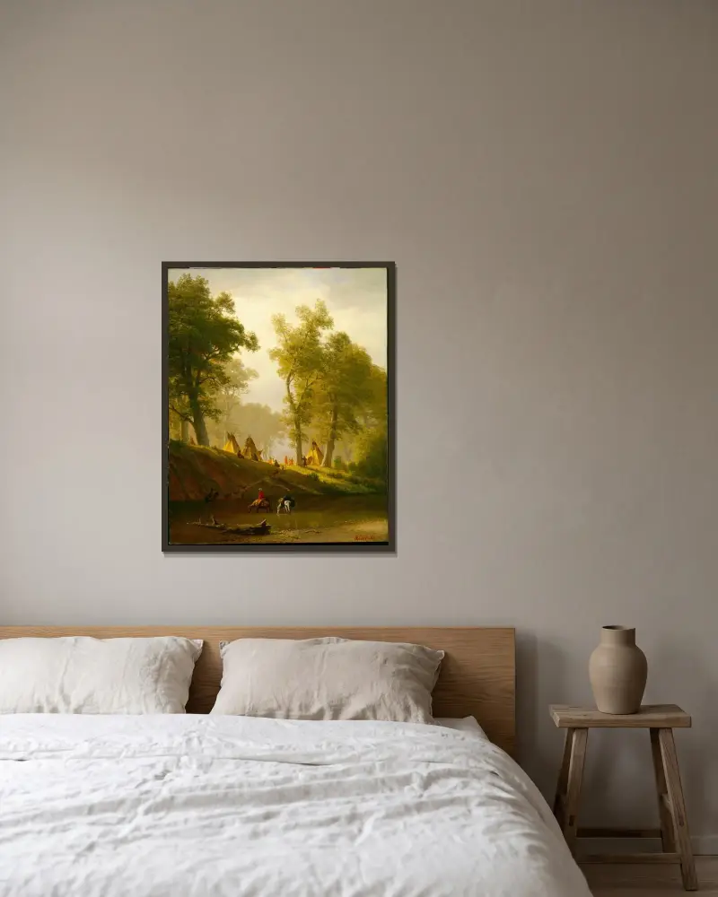 Vargfloden, Kansas av Albert Bierstadt inramad på en vägg