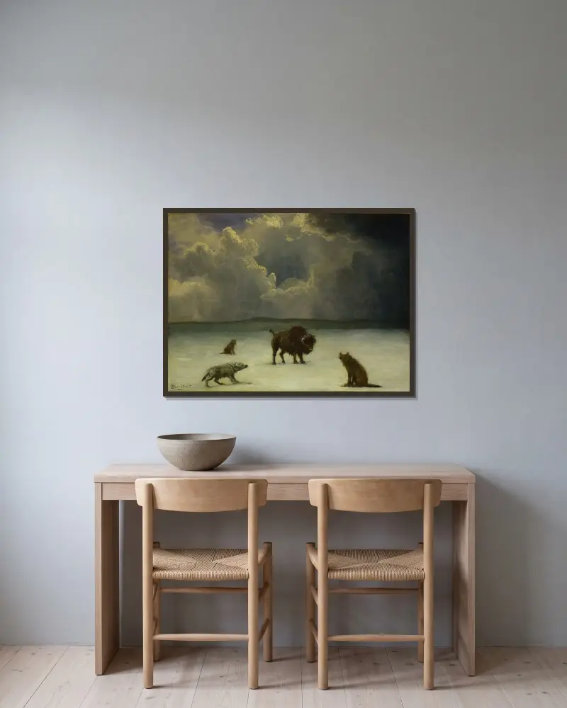 In der Falle von Albert Bierstadt gerahmt an einer Wand