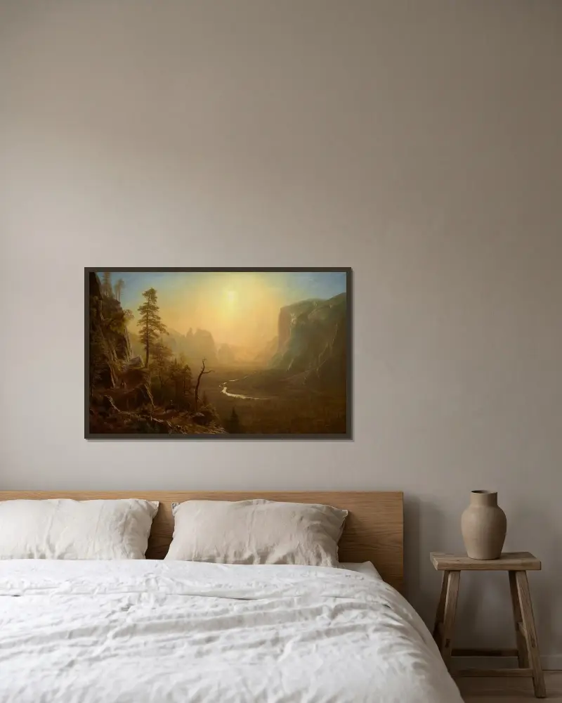 Yosemite Valley, Glacier Point Trail av Albert Bierstadt inramad på en vägg