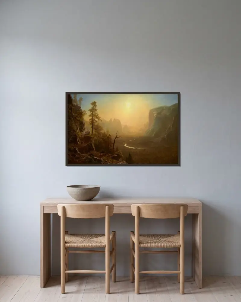 Yosemite Valley, Glacier Point Trail av Albert Bierstadt inramad på en vägg