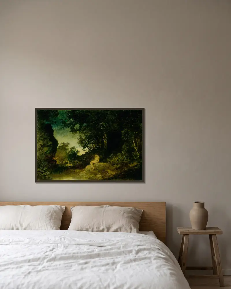 Am Spiegel der Natur von Ralph Albert Blakelock gerahmt an einer Wand