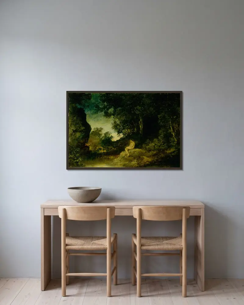 Am Spiegel der Natur von Ralph Albert Blakelock gerahmt an einer Wand