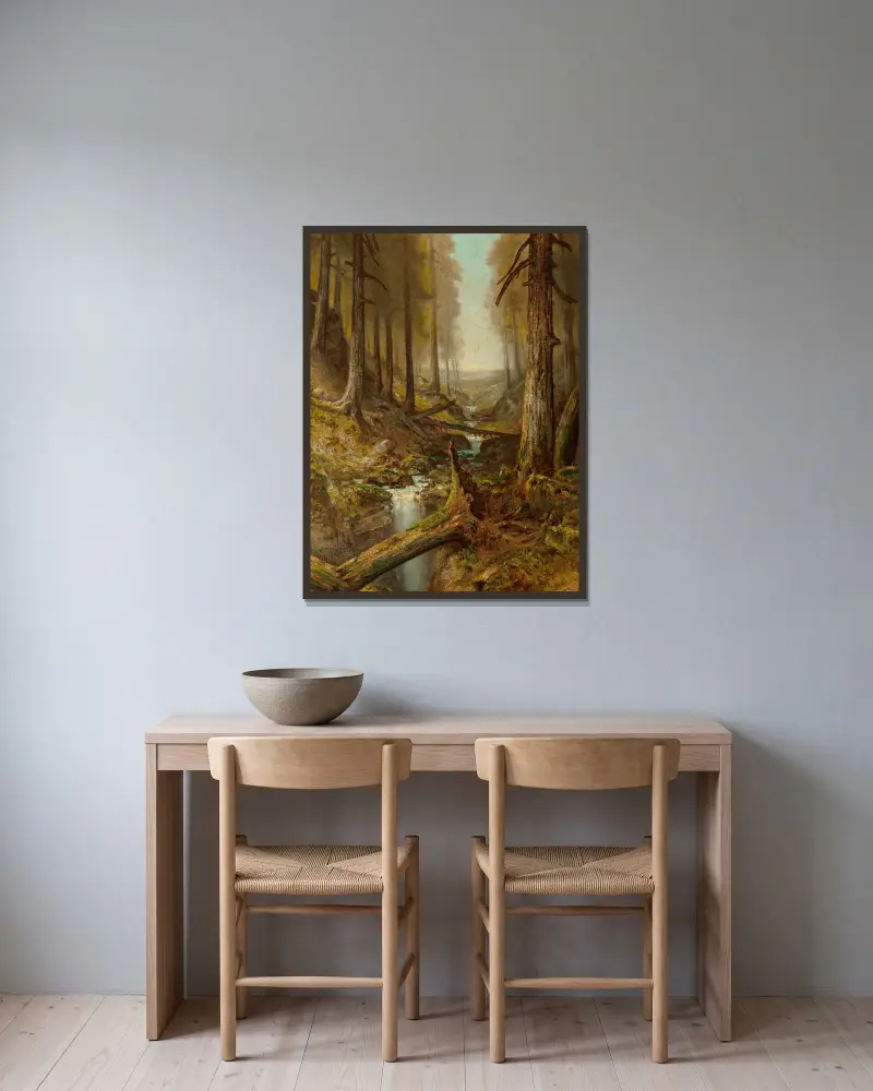 Waldinneres von Ralph Albert Blakelock gerahmt an einer Wand