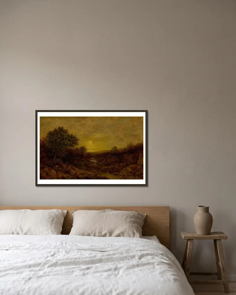 Goldener Schimmer von Ralph Albert Blakelock gerahmt an einer Wand