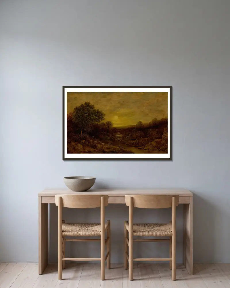 Goldener Schimmer von Ralph Albert Blakelock gerahmt an einer Wand