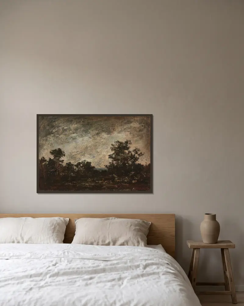 Indiánský tábor, 1890, Ralph Albert Blakelock v rámu na stěně