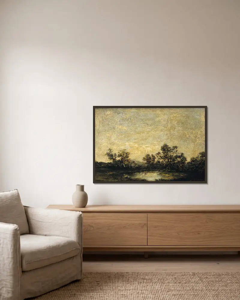 Krajina, 1879, Ralph Albert Blakelock v rámu na stěně