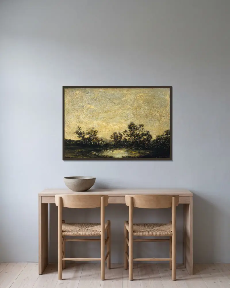 Krajina, 1879, Ralph Albert Blakelock v rámu na stěně