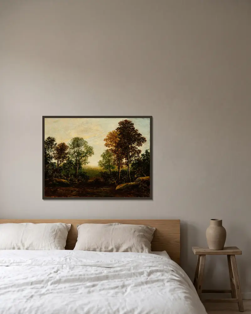 Krajina se stromy, Ralph Albert Blakelock v rámu na stěně