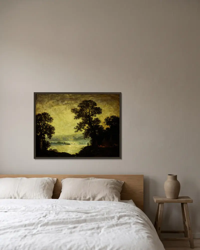 Měsíční svit, indiánský tábor, Ralph Albert Blakelock v rámu na stěně