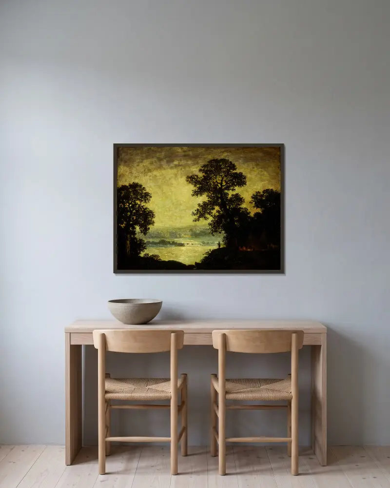 Měsíční svit, indiánský tábor, Ralph Albert Blakelock v rámu na stěně