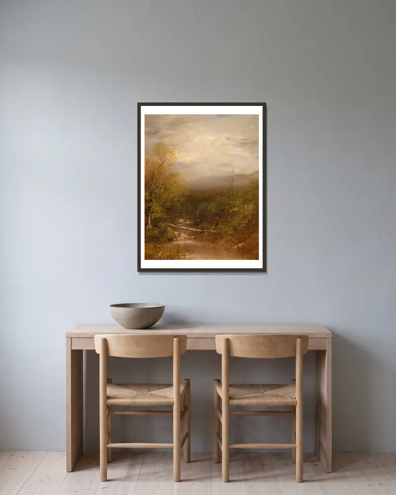 Tjärn i Adirondackbergen, Ralph Albert Blakelock v rámu na stěně