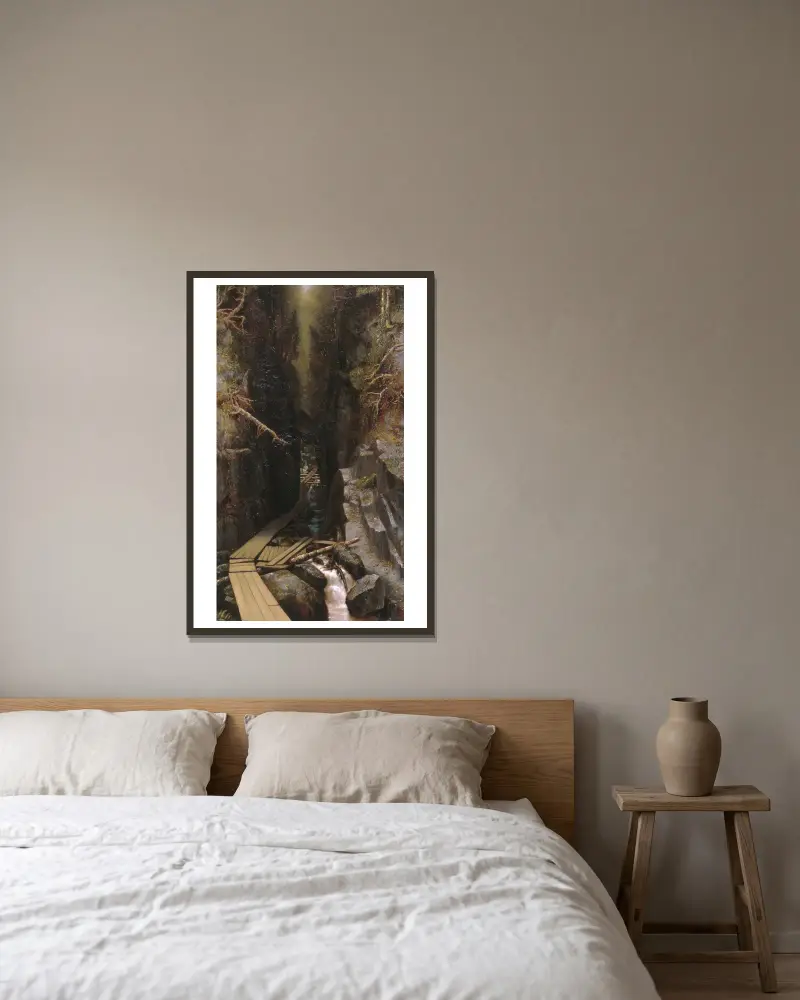 Skalní blok a soutěska, Ralph Albert Blakelock v rámu na stěně