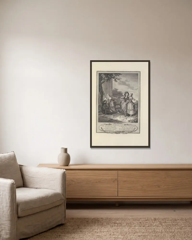 Der Morgenspaziergang von Albert Christophle gerahmt an einer Wand