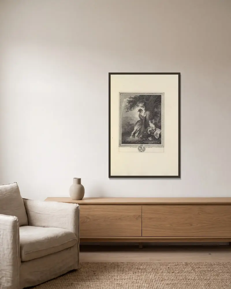 Der Liebescode (N. de Launay) von Albert Christophle gerahmt an einer Wand
