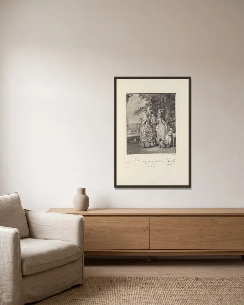Le Rendez-vous pour Marly von Albert Christophle gerahmt an einer Wand