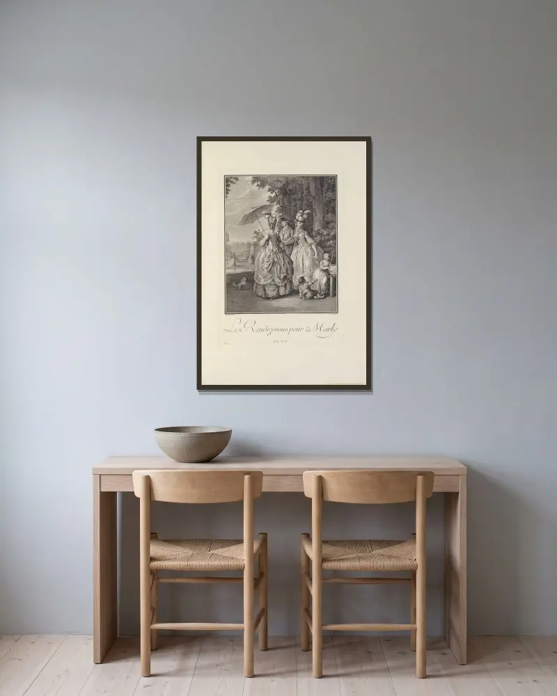 Le Rendez-vous pour Marly von Albert Christophle gerahmt an einer Wand