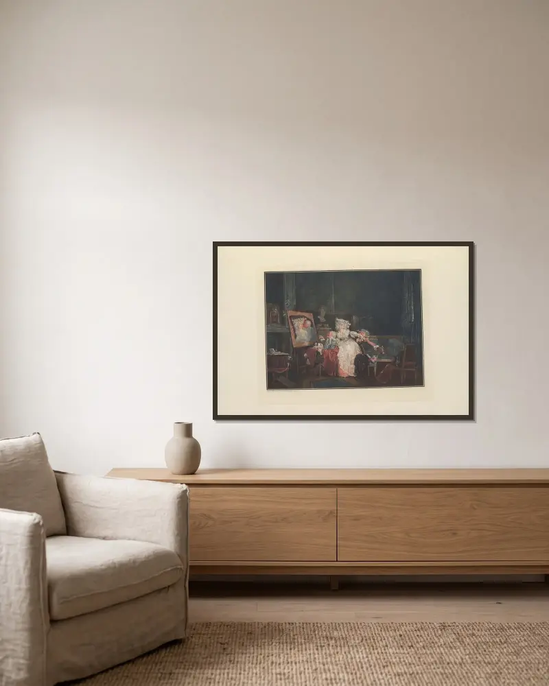 Les Deux Baisers von Albert Christophle gerahmt an einer Wand