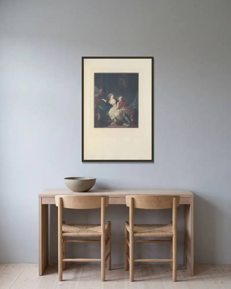 Den trasiga solfjädern av Albert Christophle inramad på en vägg